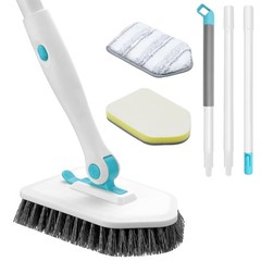 Shower Scrubber with Long Handle, 3 in 1 Tile Tub Scrubber Brush with 3 Detac…