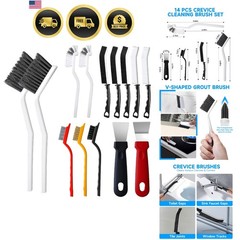 14Pcs Crevice Cleaning Brush Set, V Shape Grout Cleaner Brush for Deep Cleani…