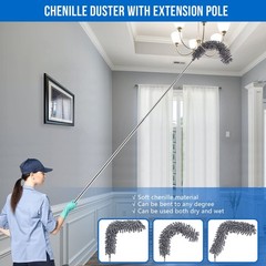 Microfiber Feather Duster Kit with Extension Pole 30–100″ – Bendable Washable…