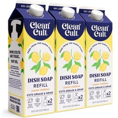3 PKS Cleancult Dish Soap Liquid Refills Plant Based Cleaning Power Cuts Grease