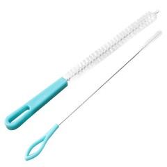 2Pcs Long Plastic Bristle Brush for Lotus Root and Straw Cleaning Sky Blue