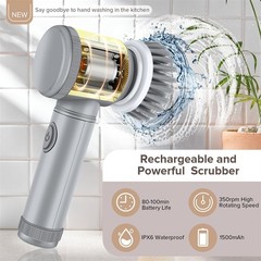 Power Scrubber Cordless Electric, Rotary Spin Cleaning Brush for Tub Floor Shoe