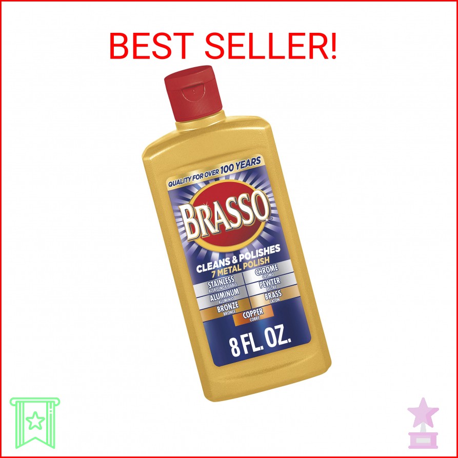 RECKITT BENCKISER Brasso 2660089334 8 oz Metal Polish for Brass, Copper, Stainle