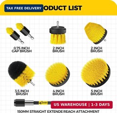Holikme 8 Piece Drill Brush Attachments Set, Power Scrubber with Extend Long Att