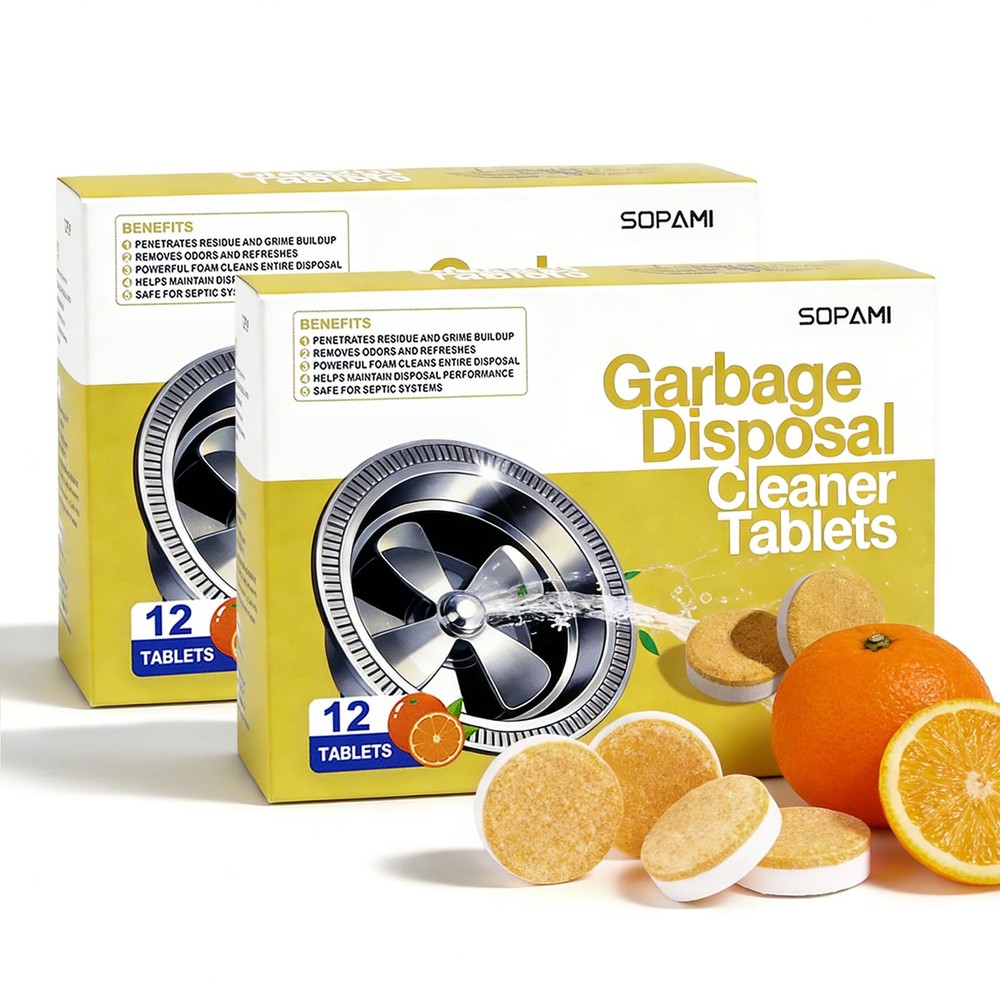 24 PCS Garbage Disposal Cleaner Tablet Deodorizer Citrus Sink Odor Eliminator