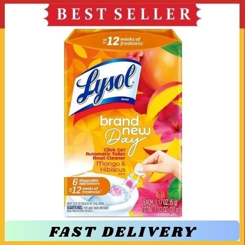Lysol Click Gel Toilet Cleaner Stamp Mango Hibiscus Freshener 6 Count