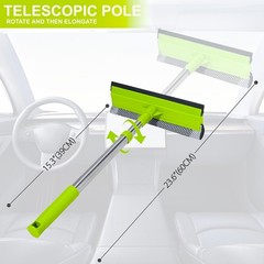 Window Squeegee with 15.7″-27.5″ Retractable Stainless Steel Handle, 2-in-1 W…