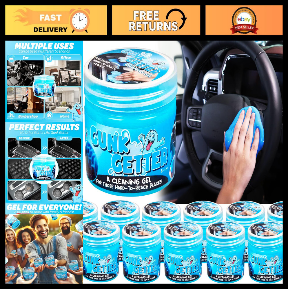 12 Pack Cleaning Gel for Hard to Reach Places, Dust Crumb Remover, Slime Cleaner