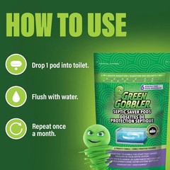 Green Gobbler Septic Tank Enzyme Treatment Packets, 6 Month Supply – Powerful