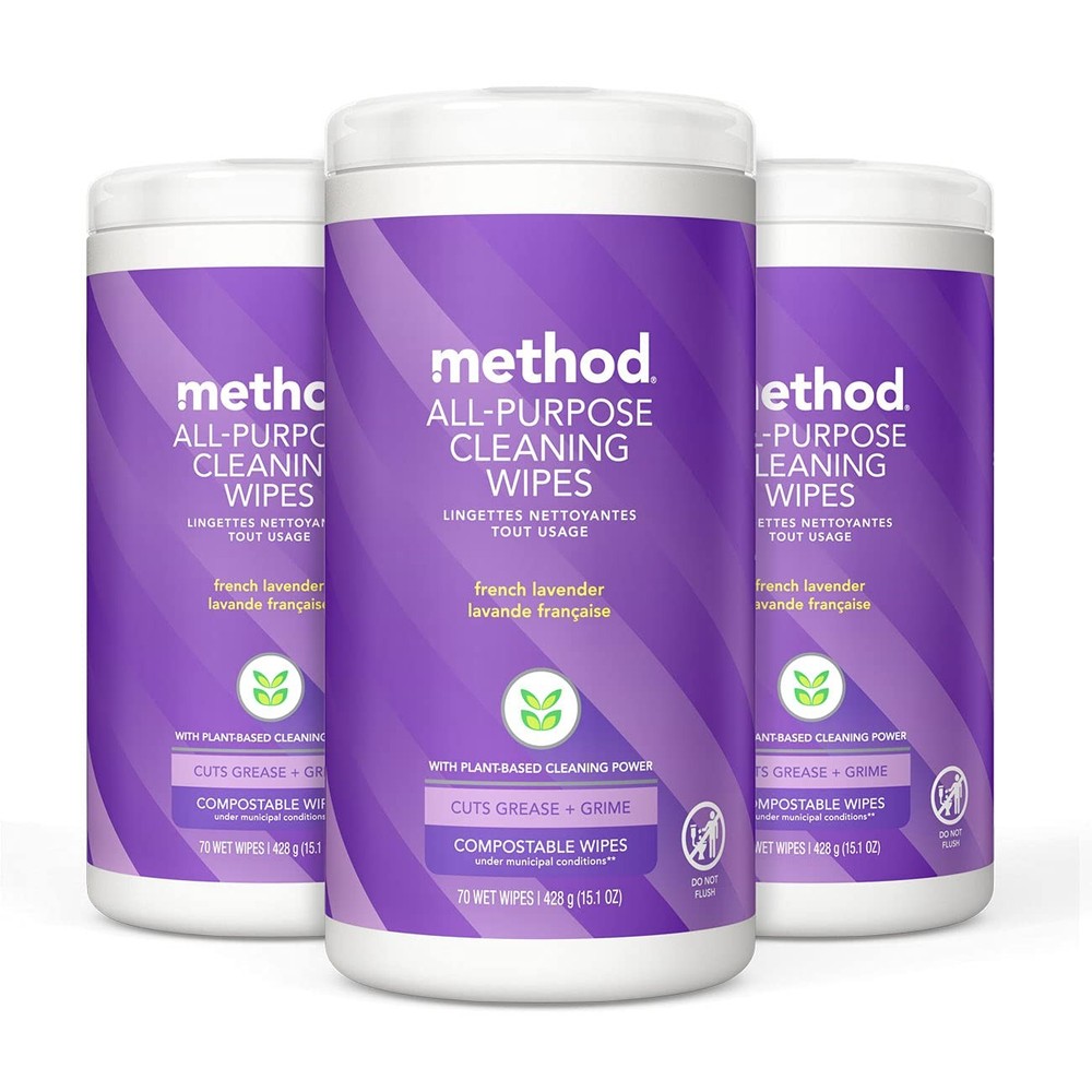 Method All-Purpose Cleaning Wipes, French Lavender, Multi-Surface, Compostable,
