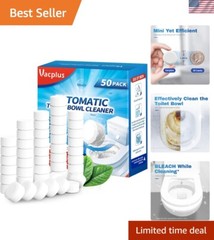 50 Pack Automatic Toilet Bowl Cleaner Tablets with Bleach – Tough Stain Removal