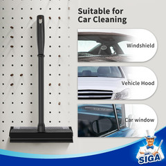 MR.SIGA Professional 2-In-1 Car Window Squeegee and Sponge Scrubber for Cleaning