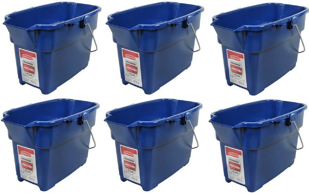 Rubbermaid 1793555 14 Quart Royal Blue Roughneck Cleaning Buckets – Pack of 6