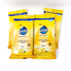 LOT of 4 Pledge Beautify It Enhancing Wipes 24 ct Packs Lemon Scent NEW