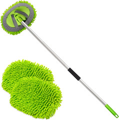 62″ Microfiber Car Wash Brush Mop Kit Mitt Sponge with Long Handle Car Cleaning