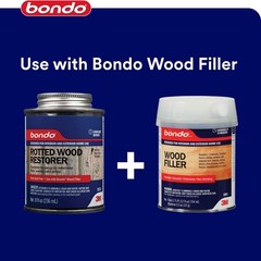 8 oz Bondo Rotted Wood Restorer – Quick Drying, Stainable & Paintable Formula