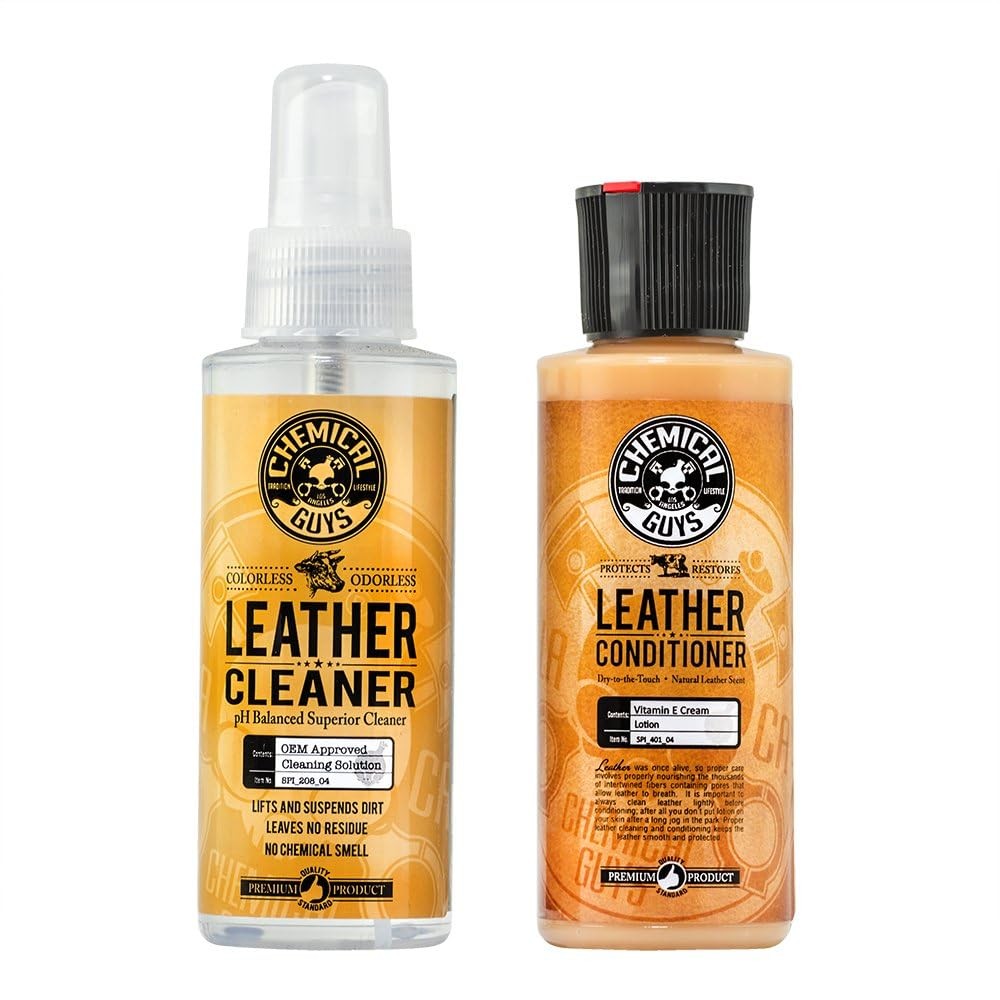 Chemical Guys Leather Cleaner and Conditioner Kit – 2 Bottles (4 oz Each), Car C