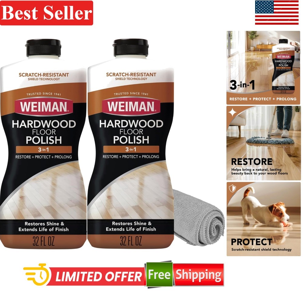 Citrus Scented Hardwood Floor Polish 32 Oz – Safe for Kids & Pets, 3 Piece Set