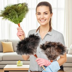 16inch Natural Good Ostrich Feather Duster with Handle, Electrostatic Dust Re…