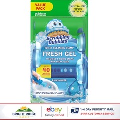 Convenient Gel Toilet Cleaner Stamps with Rainshower Scent and Dispenser
