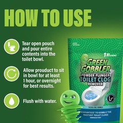 Green Gobbler POWDER PLUNGER Toilet Bowl Clog Remover – 2 Pack Net WT 16.5 oz