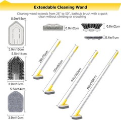 Extendable Shower Scrub Brush with Pivoting Head and Microfiber Cloth Included