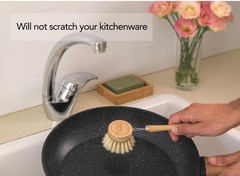 Ecolulu Natural Bamboo Dish Brush & Wood Bottle Brush For Wide Mouth Bottles Cup