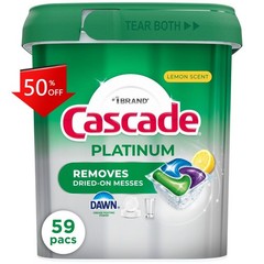 Cascade Platinum Pods Dishwasher Detergent – Lemon – 59ct: Multi-Surface
