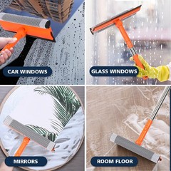 Window Squeegee 2 1 Cleaner Long Stainless Steel Handle Sponge Car Glass Shower