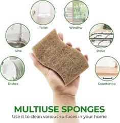 Paquete De 12 Cepillo De Bambú Para Esponja De Cocina Natural Biodegradable NEW.