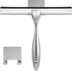 Shower Squeegee, 10-Inch Silver Squeegee, All-Purpose Stainless Steel Squeegee f