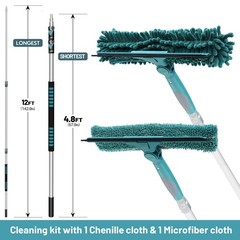 20 Feet High Reach Window Squeegee with 5-12Ft Extension Pole, Window Cleaner…