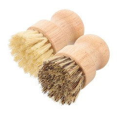 2 Pcs Wooden Pot Brush Dish Set Cleaning Coconut Fiber Washing Brushes