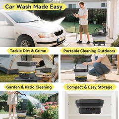 Portable Cordless Cleaner with Tank: Foldable Electric Cleaning Tool, 3.4 Gal…