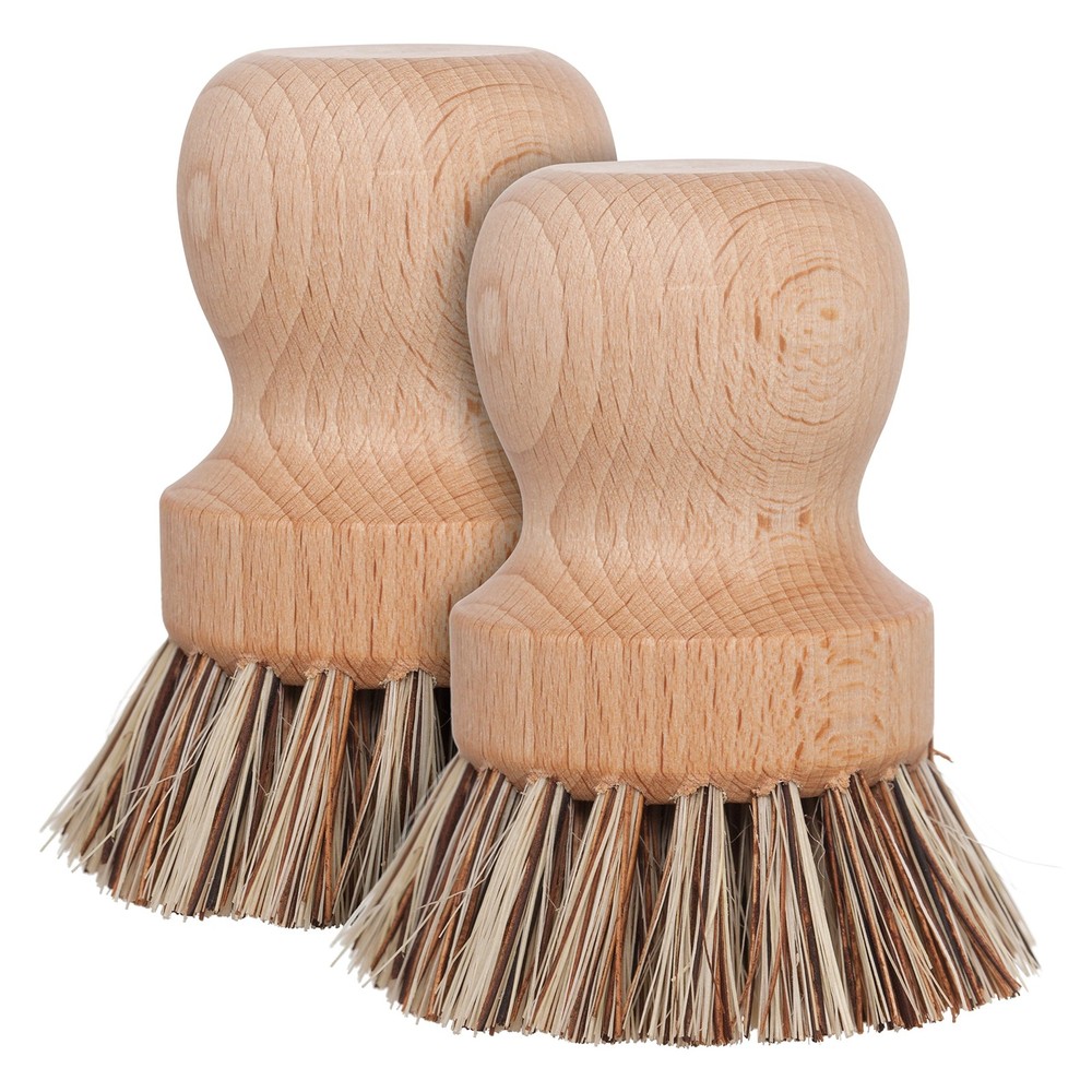 Natural Fiber Bristle Pot Brush – Untreated Beechwood Handle – Heat-Resistant…