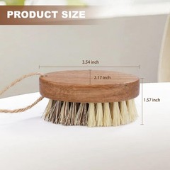 Wooden Vegetable Brush Scrubber for Food – Dual Bristle Sisal & Palm Fiber wit