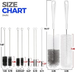 10 Pack Bottle Brush Cleaner Set, 15″ Long Handle Bottle Cleaner Brush, Flexible