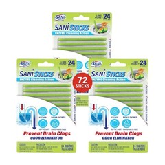 SANI 360° Sani Sticks Drain Cleaner and Deodorizer, Lime Honey Scent, 72 Count