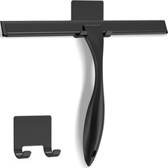 Limpia Vidrios Acero Inoxidable 10 Pulgadas con Gancho Adhesivo Negro para Bano