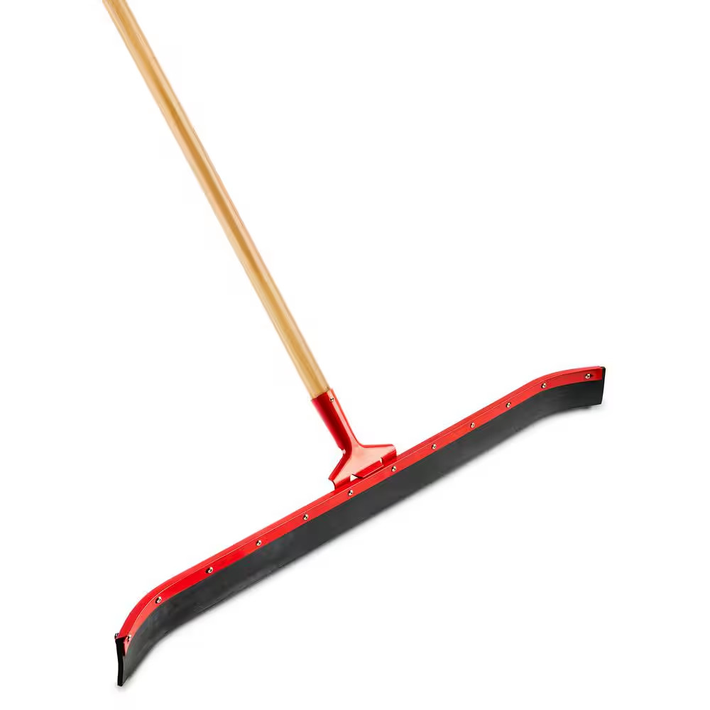36 In. Curved Rubber Floor Squeegee with 60 In. Wood Handle