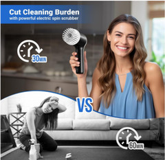 Electric Spin Scrubber, Cordless Cleaner with 6 Heads for Bath/Sink/Window