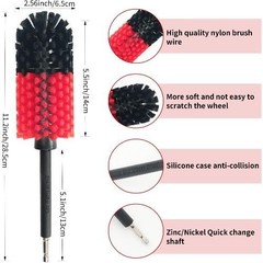 Soft Drill Wheel Cleaner Brush, Drill Brush for Car Wheel, No ScratchesBlack+red