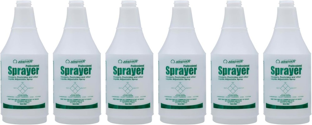 6-Pack 24 Oz. Natural HDPE Spray Bottles 28/400 Neck Finish Molded-in Dilution