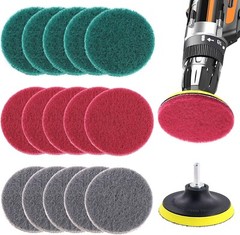 16 Pc Drill Scour Attachment Set 4″ Red/Green/Gray Power Tile Scrubber Universal