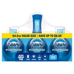 Dawn Platinum Plus Powerwash Dish Spray Set Fresh Scent 1 Bottle +2 Refills 64.5