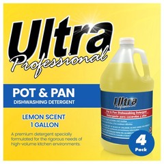 Ultra Professional™ 4 Pack 1 Gal Pots/Pans Dishwashing Detergent, Lemon, Yellow