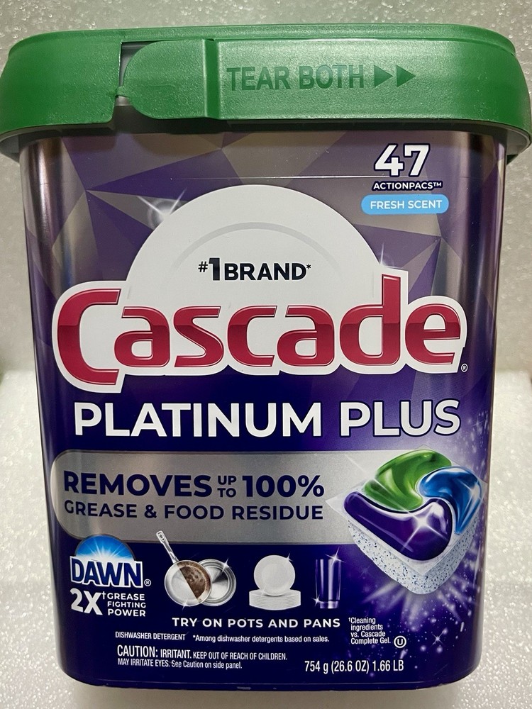 Cascade Platinum Plus Dishwasher Detergent Pods Fresh 47 Count