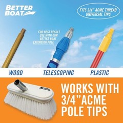 Stiff Boat Deck Brush, Heavy-Duty Marine Brush Head, 8″ Firm Bristle with Bumper