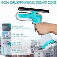 4 in 1 Window Cleaner Tool with Squeegee & Sprayer, 10″ Streak-Scraper Kit with