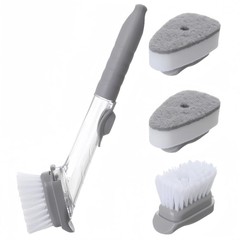 Soap Dispenser Dish Scrubber Brush for Dishes Pots Pans with 3 Replacement Heads